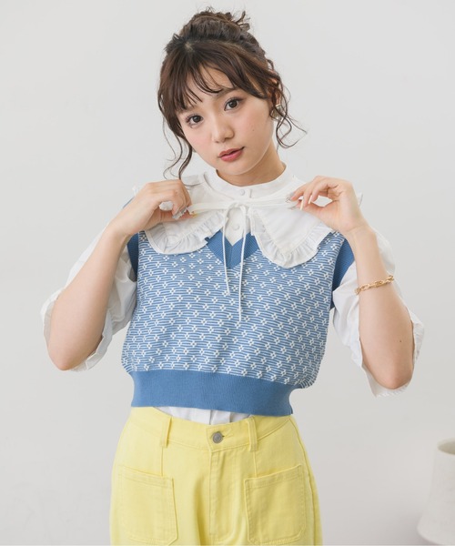 今週入荷予定の新作ニットベストオススメは花柄カラー展開も