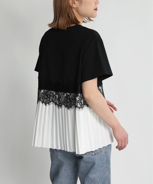 PICCIN（ピッチン）の「レースプリーツ切替えプルオーバー（Tシャツ/カットソー・レディース・オフホワイト/ブラック・M/L）」の2枚目の写真