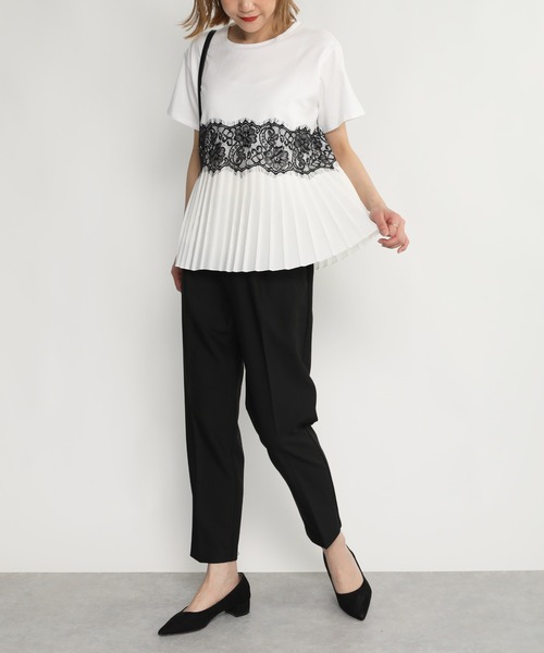 PICCIN（ピッチン）の「レースプリーツ切替えプルオーバー（Tシャツ/カットソー・レディース・オフホワイト/ブラック・M/L）」の19枚目の写真