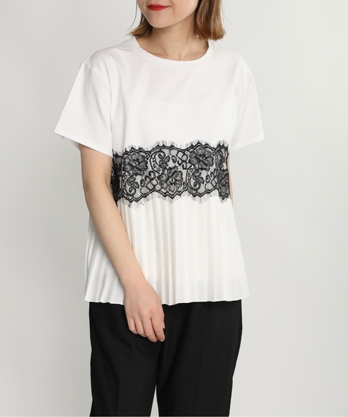 PICCIN（ピッチン）の「レースプリーツ切替えプルオーバー（Tシャツ/カットソー・レディース・オフホワイト/ブラック・M/L）」の12枚目の写真