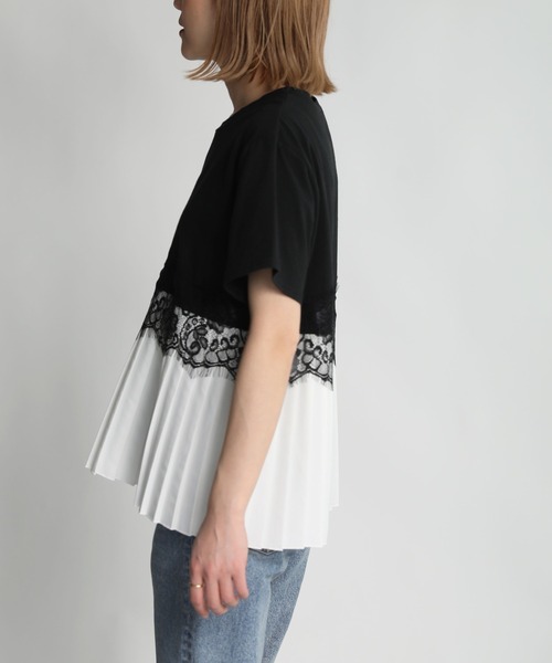 PICCIN（ピッチン）の「レースプリーツ切替えプルオーバー（Tシャツ/カットソー・レディース・オフホワイト/ブラック・M/L）」の21枚目の写真