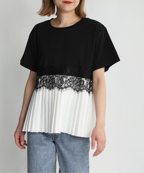 PICCIN（ピッチン）の「レースプリーツ切替えプルオーバー（Tシャツ/カットソー・レディース・オフホワイト/ブラック・M/L）」の20枚目の写真