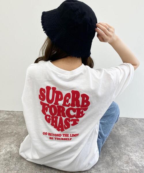 INGNI(イング)の「BACK発泡ハートロゴ半袖チュニックTシャツ(Tシャツ/カットソー・レディース・ブラック/ライトブルー/ホワイト×ブルー/ホワイト×ピンク/ピンク/ブラック系その他/ホワイト系/ホワイト系5/ホワイト系8・M)」の5枚目の写真