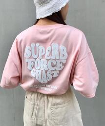 BACK発泡ハートロゴ半袖チュニックTシャツ
