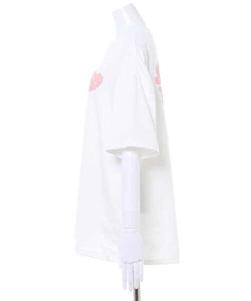 INGNI(イング)の「BACK発泡ハートロゴ半袖チュニックTシャツ(Tシャツ/カットソー・レディース・ブラック/ライトブルー/ホワイト×ブルー/ホワイト×ピンク/ピンク/ブラック系その他/ホワイト系/ホワイト系5/ホワイト系8・M)」の11枚目の写真