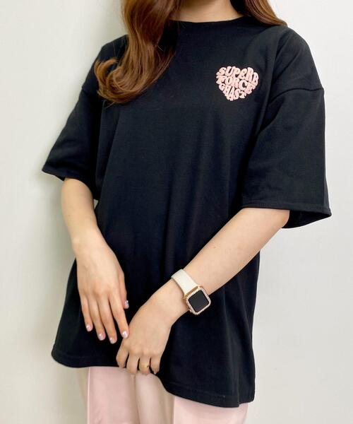 INGNI(イング)の「BACK発泡ハートロゴ半袖チュニックTシャツ(Tシャツ/カットソー・レディース・ブラック/ライトブルー/ホワイト×ブルー/ホワイト×ピンク/ピンク/ブラック系その他/ホワイト系/ホワイト系5/ホワイト系8・M)」の17枚目の写真