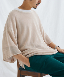 【ニット+Tシャツの2点セット】オープンワーク ニットレイヤー