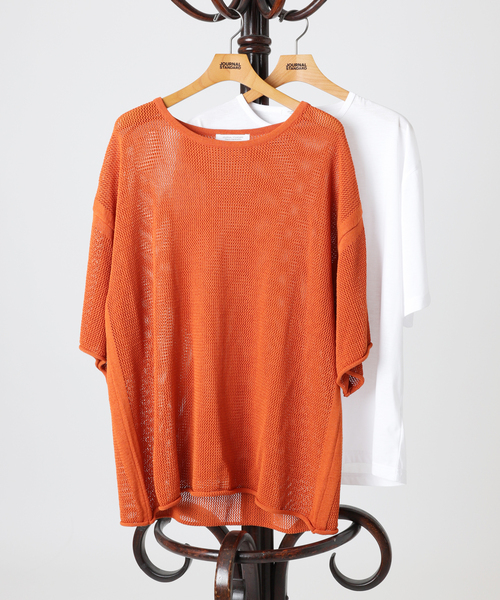 JOURNAL STANDARD（ジャーナルスタンダード）の「【ニット＋Ｔシャツの2点セット】オープンワーク ニットレイヤー（Tシャツ/カットソー・メンズ・ベージュ/グリーン/ネイビー/オレンジ・MEDIUM/LARGE）」の4枚目の写真