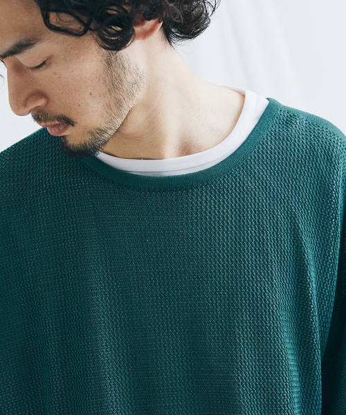 JOURNAL STANDARD（ジャーナルスタンダード）の「【ニット＋Ｔシャツの2点セット】オープンワーク ニットレイヤー（Tシャツ/カットソー・メンズ・ベージュ/グリーン/ネイビー/オレンジ・MEDIUM/LARGE）」の14枚目の写真