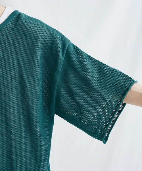 JOURNAL STANDARD（ジャーナルスタンダード）の「【ニット＋Ｔシャツの2点セット】オープンワーク ニットレイヤー（Tシャツ/カットソー・メンズ・ベージュ/グリーン/ネイビー/オレンジ・MEDIUM/LARGE）」の17枚目の写真