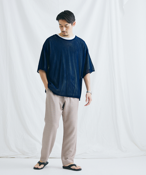 JOURNAL STANDARD（ジャーナルスタンダード）の「【ニット＋Ｔシャツの2点セット】オープンワーク ニットレイヤー（Tシャツ/カットソー・メンズ・ベージュ/グリーン/ネイビー/オレンジ・MEDIUM/LARGE）」の18枚目の写真