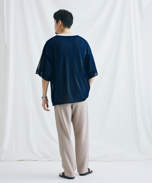 JOURNAL STANDARD（ジャーナルスタンダード）の「【ニット＋Ｔシャツの2点セット】オープンワーク ニットレイヤー（Tシャツ/カットソー・メンズ・ベージュ/グリーン/ネイビー/オレンジ・MEDIUM/LARGE）」の19枚目の写真