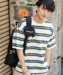 Rocky Monroe | オーバーサイズ USAコットン クルーネック半袖ボーダーTシャツ(Tシャツ/カットソー)