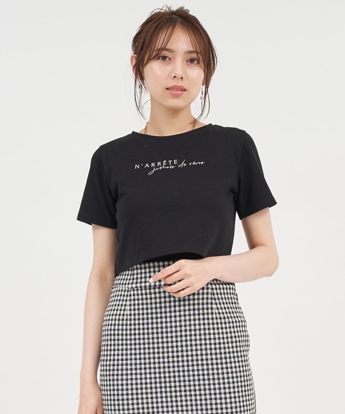 ROYAL PARTY(ロイヤルパーティー)の「刺繍Tシャツ(Tシャツ/カットソー・レディース・ブラック/パープル/オフホワイト・FREE)」の13枚目の写真