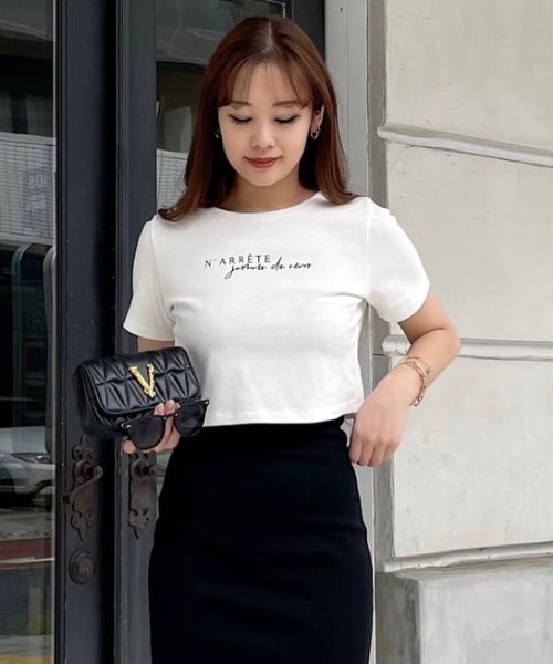 ROYAL PARTY(ロイヤルパーティー)の「刺繍Tシャツ(Tシャツ/カットソー・レディース・ブラック/パープル/オフホワイト・FREE)」の22枚目の写真