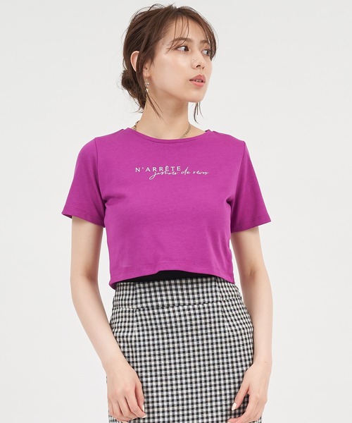 ROYAL PARTY(ロイヤルパーティー)の「刺繍Tシャツ(Tシャツ/カットソー・レディース・ブラック/パープル/オフホワイト・FREE)」の16枚目の写真