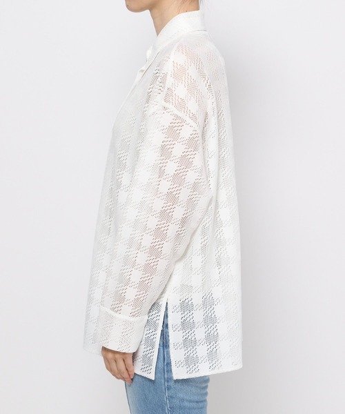 LOWRYS FARM（ローリーズファーム）の「チドリレースシャツ　279578（シャツ/ブラウス・レディース・ブラック/ブラウン/オフホワイト・FREE）」の6枚目の写真