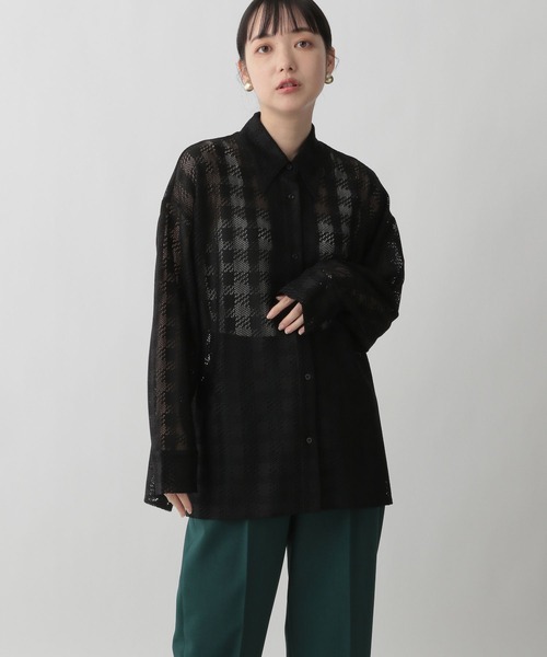 LOWRYS FARM（ローリーズファーム）の「チドリレースシャツ　279578（シャツ/ブラウス・レディース・ブラック/ブラウン/オフホワイト・FREE）」の19枚目の写真