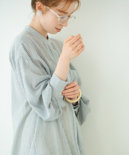 Crisp（クリスプ）の「ストライプルーズシャツ（シャツ/ブラウス・レディース・ブラック/ピンク/ブルー・FREE）」の3枚目の写真