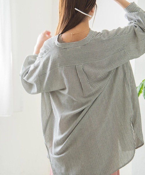 Crisp（クリスプ）の「ストライプルーズシャツ（シャツ/ブラウス・レディース・ブラック/ピンク/ブルー・FREE）」の14枚目の写真