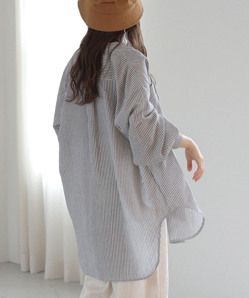 Crisp（クリスプ）の「ストライプルーズシャツ（シャツ/ブラウス・レディース・ブラック/ピンク/ブルー・FREE）」の5枚目の写真