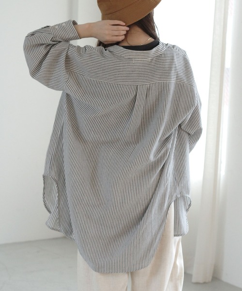 Crisp（クリスプ）の「ストライプルーズシャツ（シャツ/ブラウス・レディース・ブラック/ピンク/ブルー・FREE）」の7枚目の写真