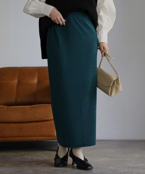 Bonjour Sagan（ボンジュールサガン）の「プリーツタイトスカート（スカート・レディース・ブラック/ライトベージュ/カーキ系/ダークグリーン/マスタード/テラコッタ・FREE）」の2枚目の写真