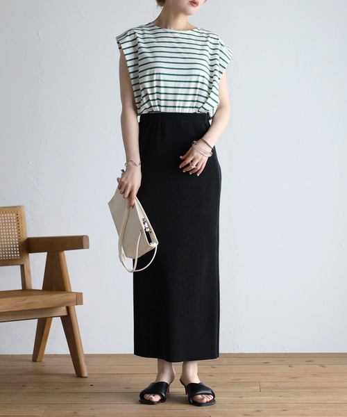 Bonjour Sagan（ボンジュールサガン）の「プリーツタイトスカート（スカート・レディース・ブラック/ライトベージュ/カーキ系/ダークグリーン/マスタード/テラコッタ・FREE）」の16枚目の写真