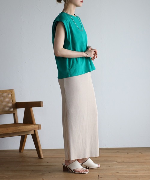 Bonjour Sagan（ボンジュールサガン）の「プリーツタイトスカート（スカート・レディース・ブラック/ライトベージュ/カーキ系/ダークグリーン/マスタード/テラコッタ・FREE）」の9枚目の写真