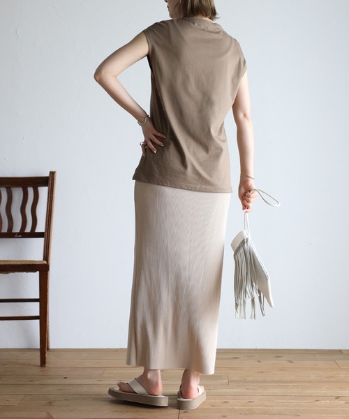 Bonjour Sagan（ボンジュールサガン）の「プリーツタイトスカート（スカート・レディース・ブラック/ライトベージュ/カーキ系/ダークグリーン/マスタード/テラコッタ・FREE）」の19枚目の写真