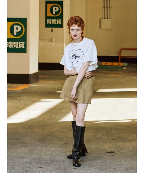 jouetie（ジュエティ）の「ハートクロップド Tシャツ（Tシャツ/カットソー・レディース・ブラック/オフホワイト/ピンク・MEDIUM）」の17枚目の写真