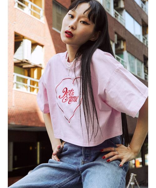 jouetie（ジュエティ）の「ハートクロップド Tシャツ（Tシャツ/カットソー・レディース・ブラック/オフホワイト/ピンク・MEDIUM）」の19枚目の写真