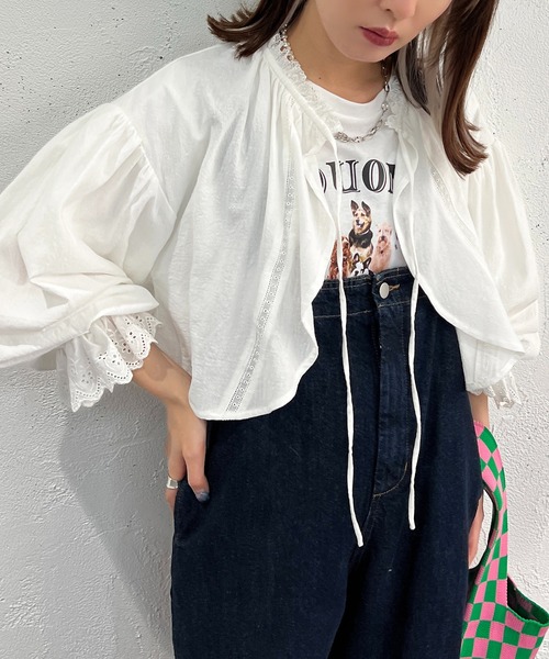 apres jour mignon(アプレジュールミニョン)の「ボレロブラウス【ZOZOTOWN限定アイテム】(シャツ/ブラウス・レディース・オフホワイト/グリーン系その他/ピンク/ブラック・フリー/X-LARGE)」の7枚目の写真