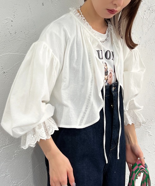 apres jour mignon(アプレジュールミニョン)の「ボレロブラウス【ZOZOTOWN限定アイテム】(シャツ/ブラウス・レディース・オフホワイト/グリーン系その他/ピンク/ブラック・フリー/X-LARGE)」の8枚目の写真