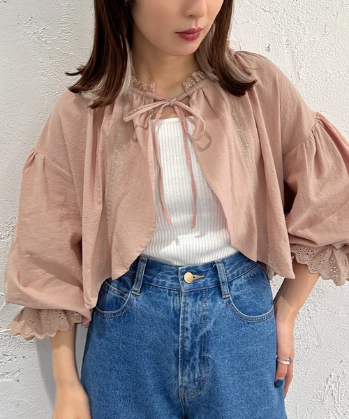 apres jour mignon(アプレジュールミニョン)の「ボレロブラウス【ZOZOTOWN限定アイテム】(シャツ/ブラウス・レディース・オフホワイト/グリーン系その他/ピンク/ブラック・フリー/X-LARGE)」の18枚目の写真