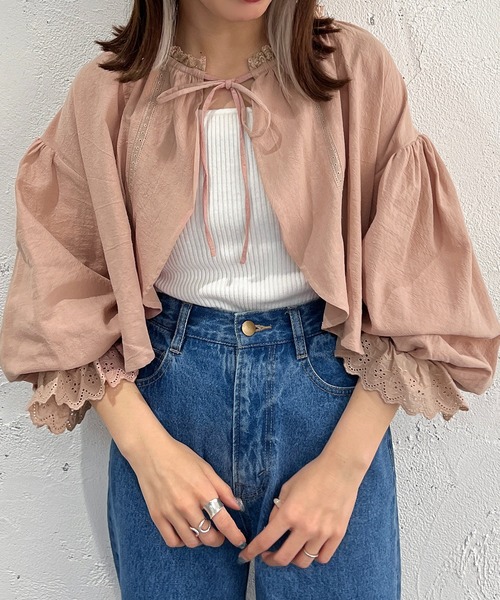 apres jour mignon(アプレジュールミニョン)の「ボレロブラウス【ZOZOTOWN限定アイテム】(シャツ/ブラウス・レディース・オフホワイト/グリーン系その他/ピンク/ブラック・フリー/X-LARGE)」の19枚目の写真