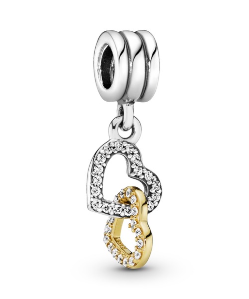 pandoraパンドラ14kゴールド付きシルバークリップ2点 ハート pandora