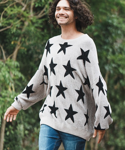 CAMBIO（カンビオ）の「mn2608-Star Intarsiare Knit Pullover ニット（ニット/セーター・メンズ・ライトグレー/ブラック・S/M/L）」の9枚目の写真