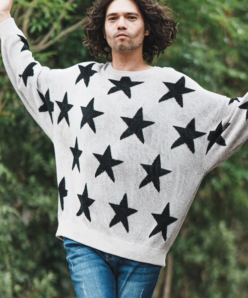 CAMBIO（カンビオ）の「mn2608-Star Intarsiare Knit Pullover ニット（ニット/セーター・メンズ・ライトグレー/ブラック・S/M/L）」の10枚目の写真