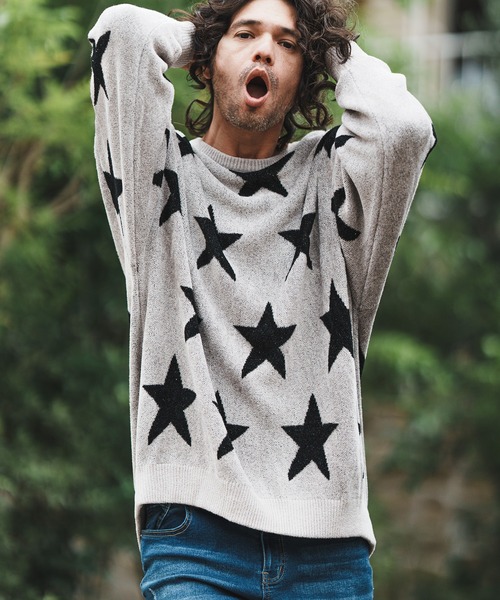 CAMBIO（カンビオ）の「mn2608-Star Intarsiare Knit Pullover ニット（ニット/セーター・メンズ・ライトグレー/ブラック・S/M/L）」の12枚目の写真