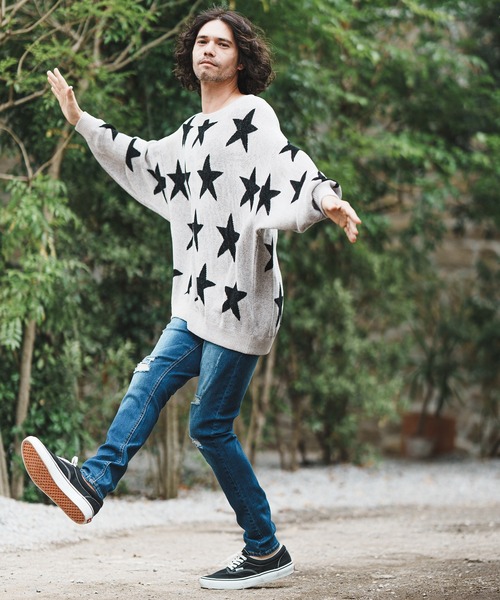CAMBIO（カンビオ）の「mn2608-Star Intarsiare Knit Pullover ニット（ニット/セーター・メンズ・ライトグレー/ブラック・S/M/L）」の14枚目の写真