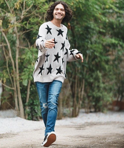 CAMBIO（カンビオ）の「mn2608-Star Intarsiare Knit Pullover ニット（ニット/セーター・メンズ・ライトグレー/ブラック・S/M/L）」の15枚目の写真