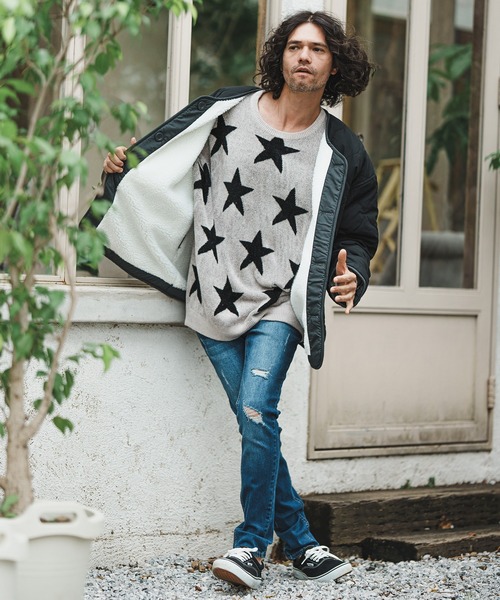 CAMBIO（カンビオ）の「mn2608-Star Intarsiare Knit Pullover ニット（ニット/セーター・メンズ・ライトグレー/ブラック・S/M/L）」の17枚目の写真