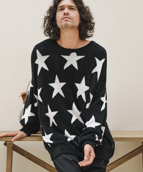 CAMBIO（カンビオ）の「mn2608-Star Intarsiare Knit Pullover ニット（ニット/セーター・メンズ・ライトグレー/ブラック・S/M/L）」の18枚目の写真