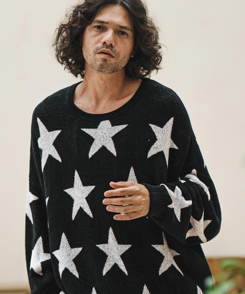 CAMBIO（カンビオ）の「mn2608-Star Intarsiare Knit Pullover ニット（ニット/セーター・メンズ・ライトグレー/ブラック・S/M/L）」の19枚目の写真