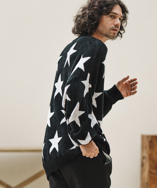 CAMBIO（カンビオ）の「mn2608-Star Intarsiare Knit Pullover ニット（ニット/セーター・メンズ・ライトグレー/ブラック・S/M/L）」の21枚目の写真
