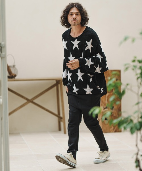 CAMBIO（カンビオ）の「mn2608-Star Intarsiare Knit Pullover ニット（ニット/セーター・メンズ・ライトグレー/ブラック・S/M/L）」の22枚目の写真