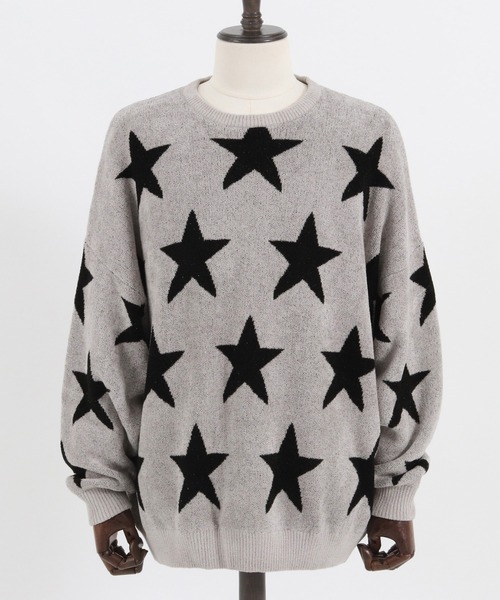 CAMBIO（カンビオ）の「mn2608-Star Intarsiare Knit Pullover ニット（ニット/セーター・メンズ・ライトグレー/ブラック・S/M/L）」の4枚目の写真