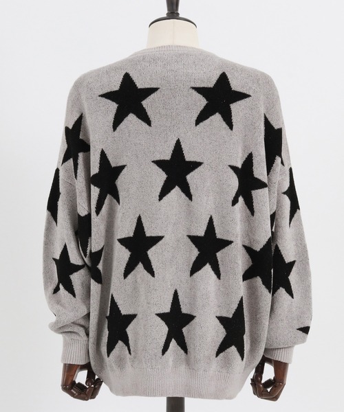 CAMBIO（カンビオ）の「mn2608-Star Intarsiare Knit Pullover ニット（ニット/セーター・メンズ・ライトグレー/ブラック・S/M/L）」の5枚目の写真