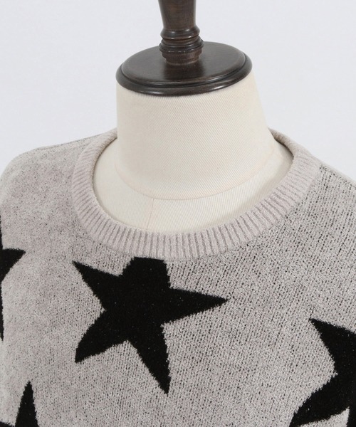 CAMBIO（カンビオ）の「mn2608-Star Intarsiare Knit Pullover ニット（ニット/セーター・メンズ・ライトグレー/ブラック・S/M/L）」の6枚目の写真